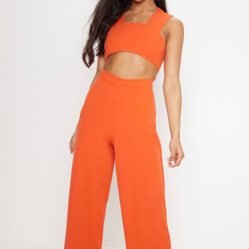 Orange crepe jumpsuit